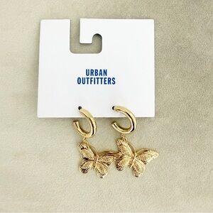 NWT Urban Outfitters Gold Dangly Butterfly Earrings